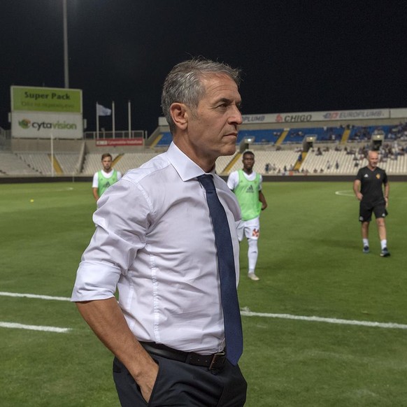 Basel&#039;s head coach Marcel Koller prior to the UEFA Europa League play-off second leg match between Cyprus&#039; Apollon Limassol FC and Switzerland&#039;s FC Basel 1893 in the GSP stadium in Nico ...