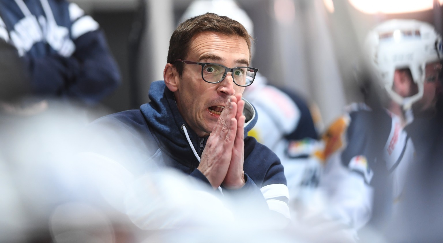 Ambri&#039;s Head Coach Luca Cereda, during the friendly match of National League A (NLA) Swiss Championship 2020/21 between HC Ambri Piotta and HC Bern at the BiascArena in Biasca, Switzerland, Satur ...