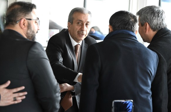 Turkish politician Mehmet Mehdi Eker (C) pictured during a campaign meeting in a restaurant in Stockholm, Sweden, March 12, 2017. TT News Agency/Claudio Bresciani vie REUTERS REUTERS ATTENTION EDITORS ...