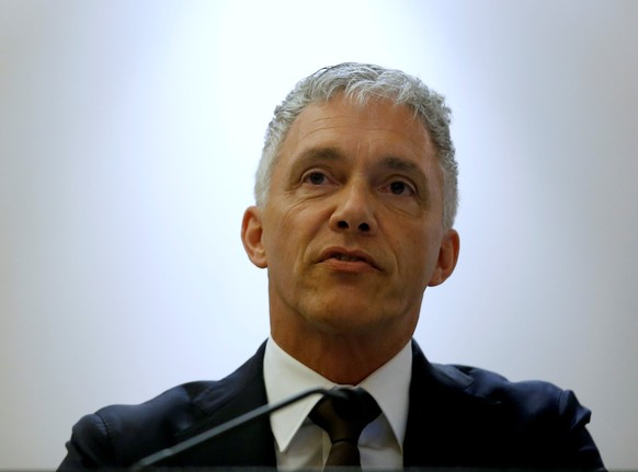 Swiss Attorney General Michael Lauber delivers a lecture on &quot;The Swiss Approach to Combatng White-Collar Crime&quot; in Singapore October 5, 2016. REUTERS/Edgar Su
