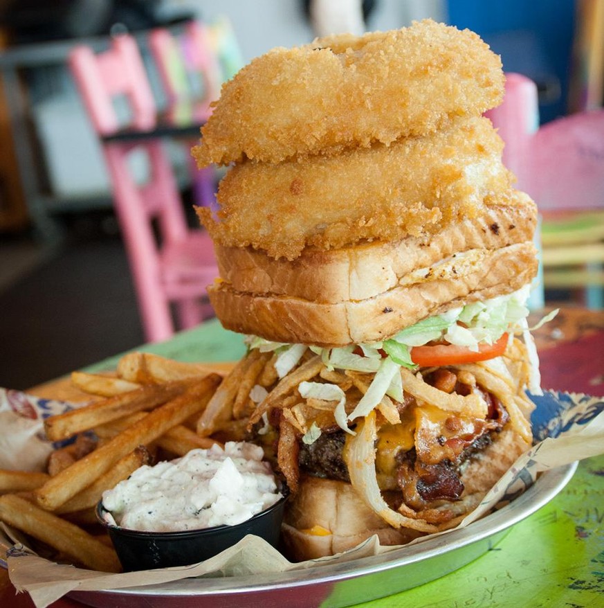 OMG Burger at River City Cafe, Myrtle Beach, South Carolina
Voted Best of the Beach so many times they&#039;ve lost track, the River City Cafe is renowned for their insanely delicious burgers made wit ...