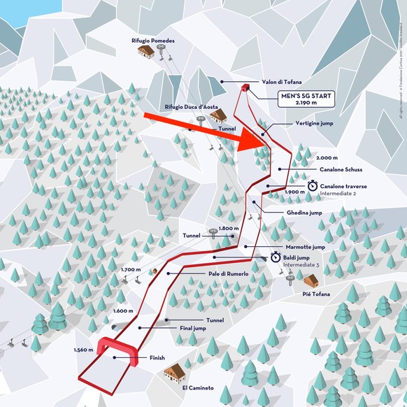 Cortina d&#039;Ampezzo 2021: Super-G-Strecke der Maenner an der Ski-WM