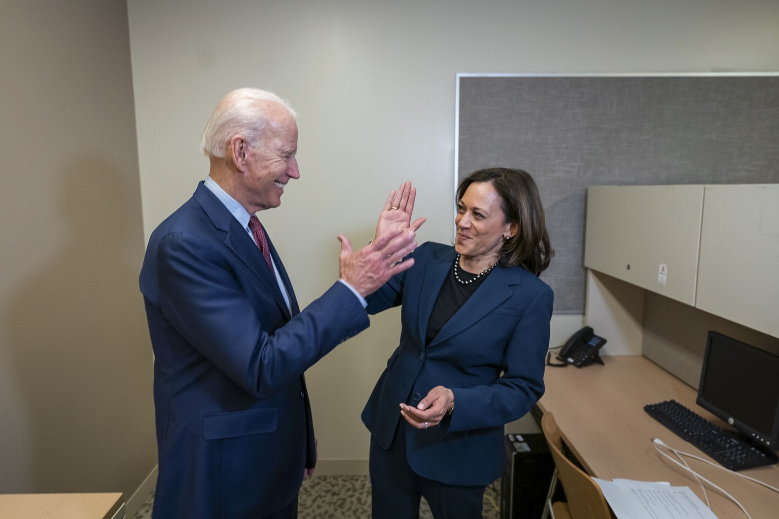 epa08598123 An undated handout photo made available by the Biden Harris Campaign shows former US Vice President and presumptive Democratic candidate for President Joe Biden with California Senator Kam ...