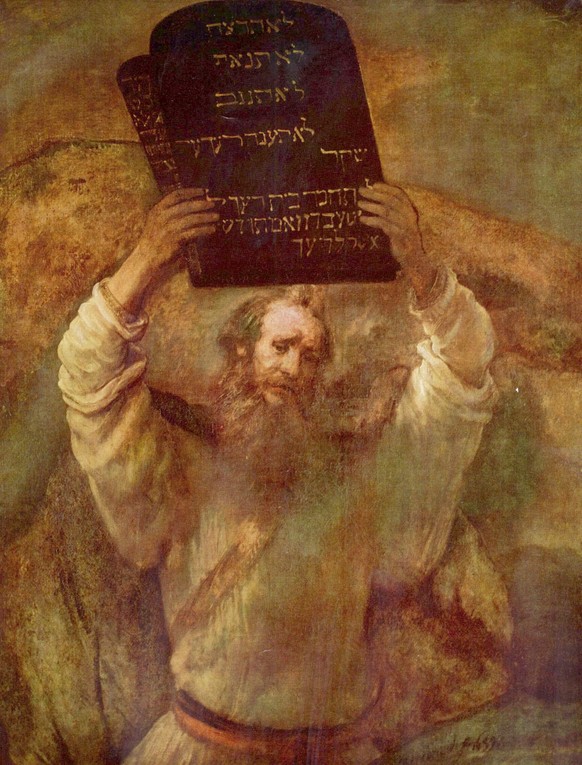 «Moses zerschmettert die Gesetzestafeln», gemalt vom niederländischen Barock-Meister Rembrandt, 1659.
