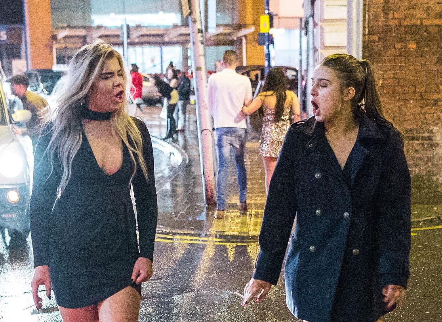 Mandatory Credit: Photo by Joel Goodman/LNP/REX/Shutterstock (7688628v)
Two women cross Well Street, a year to the minute after another photograph that went viral, taken from the same position, was ta ...