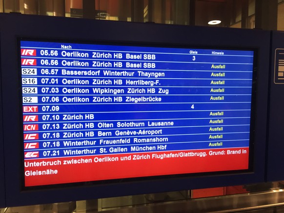 Anzeigetafel am Flughafen Zürich-Kloten.