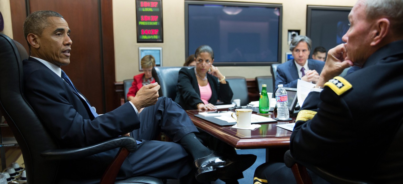 US-Präsident Obama bei einem Treffen mit dem Nationalen Sicherheitsrat im Weissen Haus.