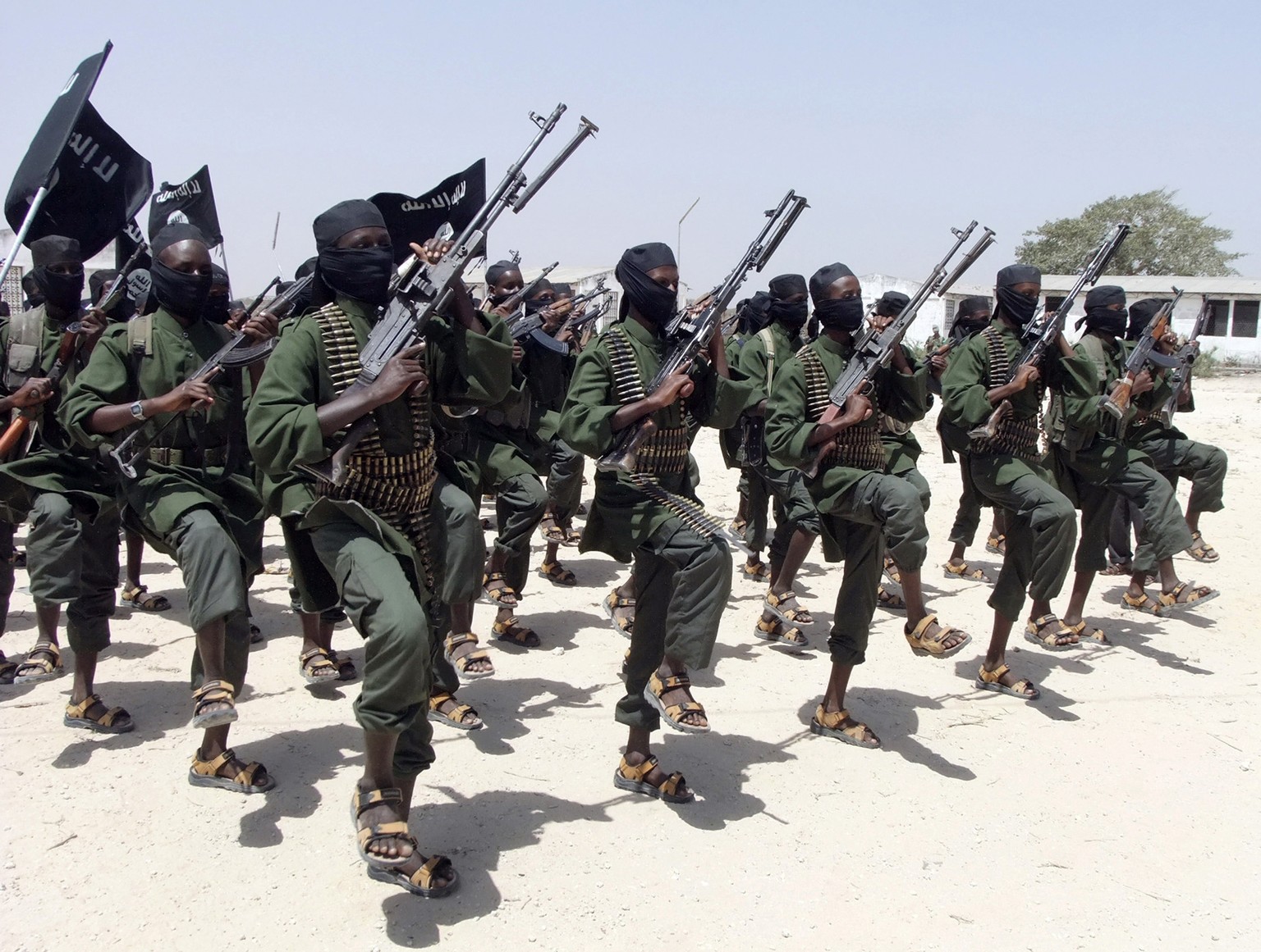 Somalische Soldaten der&nbsp;Al-Shabaab-Miliz.