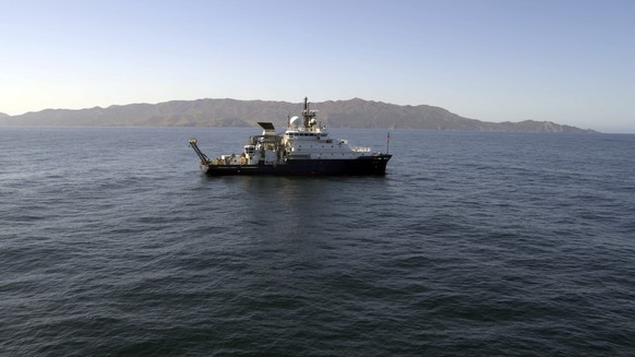In this March 2021 image provided by Scripps Institution of Oceanography at UC San Diego, the research Vessel Sally Ride is seen off the coast of Santa Catalina Island, Calif. Marine scientists say th ...