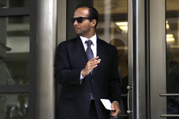 FILE - In this Friday, Sept. 7, 2018, file photo, former Donald Trump presidential campaign foreign policy adviser George Papadopoulos leaves federal court after he was sentenced to 14 days in prison, ...