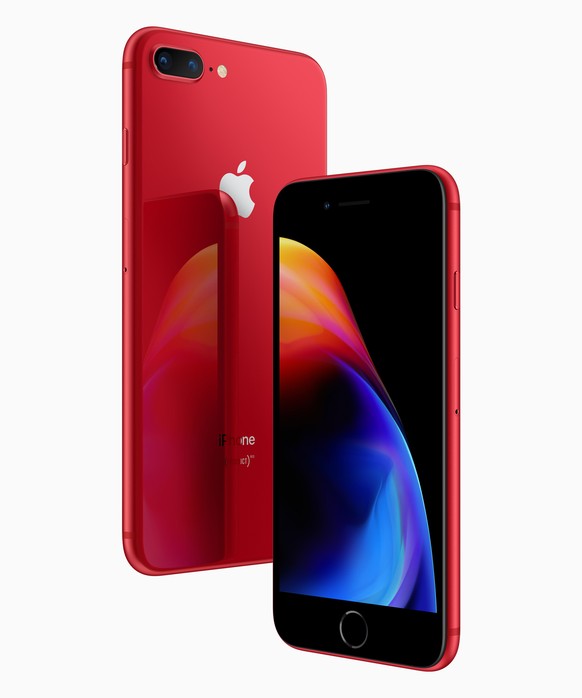 iPhone 8 und 8 Plus in Rot (Special Edition), April 2018.