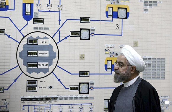 FILE - In this Jan. 13, 2015, file photo released by the Iranian President&#039;s Office, President Hassan Rouhani visits the Bushehr nuclear power plant just outside of Bushehr, Iran. Rouhani is repo ...