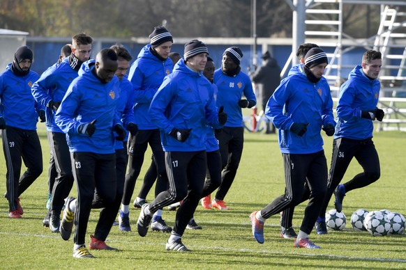 Switzerland&#039;s FC Basel 1893 during a training session in the St. Jakob-Park training area in Basel, Switzerland, on Monday, December 5, 2016. Switzerland&#039;s FC Basel 1893 is scheduled to play ...