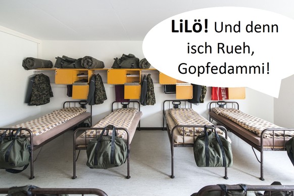 A room with beds is tidy and clean, pictured on May 17, 2013, in the barracks of the infantry recruit school of the Swiss army in Colombier, canton of Neuchatel, Switzerland. (KEYSTONE/Christian Beutl ...
