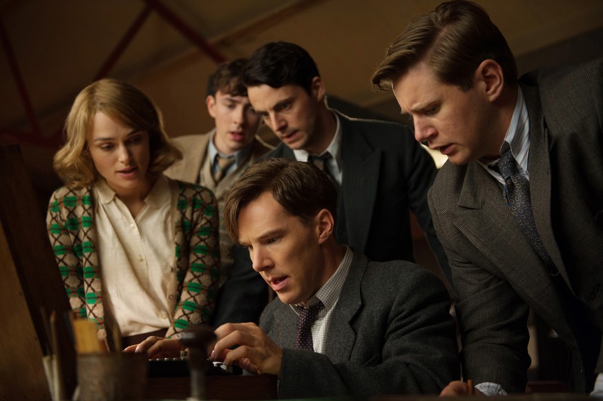 FILE - This image released by The Weinstein Company shows, clockwise from left, Keira Knightley, Matthew Beard, Matthew Goode, Allen Leech and Benedict Cumberbatch in a scene from the film, &quot;The  ...