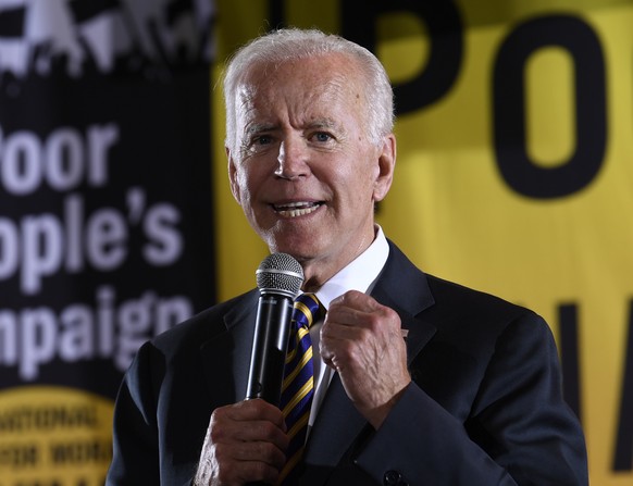 Democratic presidential candidate, former Vice President Joe Biden, speaks at the Poor People&#039;s Moral Action Congress presidential forum in Washington, Monday, June 17, 2019. (AP Photo/Susan Wals ...