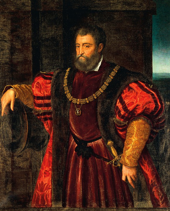 ********: Portrait of Alfonso d&#039;Este (Ferrara, 1476-1534), Duke of Ferrara, Modena and Reggio. Painting by Dosso Dossi (Tramuschio, ca 1482-Ferrara, 1542). Florence Galleria Palatina *** Permissi ...
