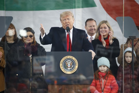President Donald Trump speaks at a March for Life rally, Friday, Jan. 24, 2020, on the National Mall in Washington. (AP Photo/Patrick Semansky)
Donald Trump