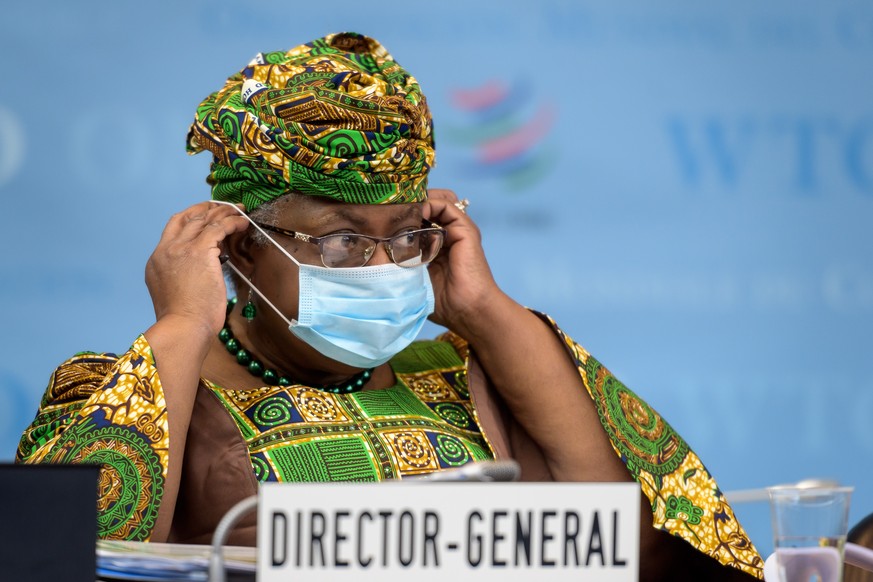 epa09044306 New Director-General of the World Trade Organisation Ngozi Okonjo-Iweala attends a session of the WTO General Council upon her arrival at the WTO headquarters to take office, in Geneva, Sw ...