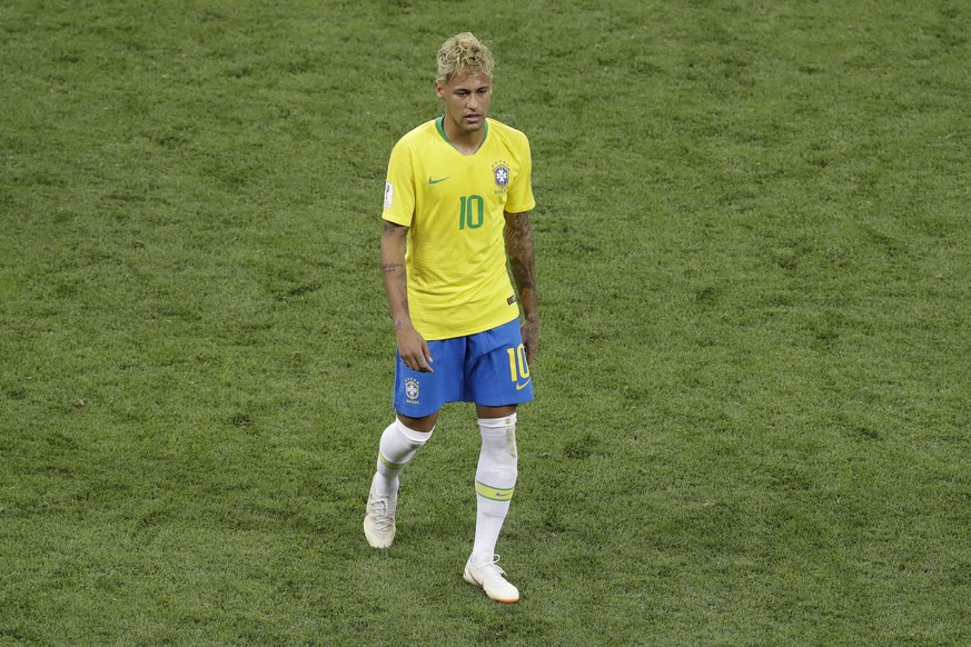 Brazil&#039;s Neymar leaves after the group E match between Brazil and Switzerland at the 2018 soccer World Cup in the Rostov Arena in Rostov-on-Don, Russia, Sunday, June 17, 2018. The match ended 1-1 ...