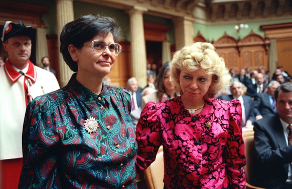 Ruth Dreifuss (l.) wurde gewählt, Christiane Brunner unterlag.