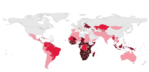 Anteil der HIV-Neuansteckungen an der Gesamtbevölkerung auf der Welt.