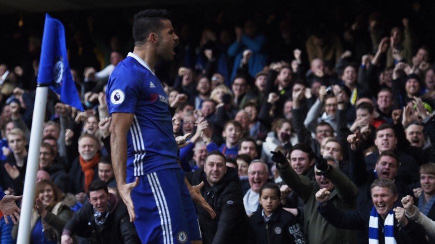 Football Soccer Britain - Chelsea v West Bromwich Albion - Premier League - Stamford Bridge - 11/12/16 Chelsea&#039;s Diego Costa celebrates scoring their first goal Action Images via Reuters / Clodag ...