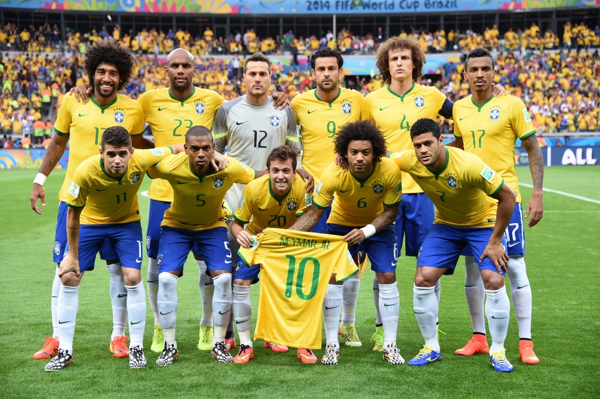 Auch auf dem offiziellen Mannschaftsfoto ist Neymar ein Teil des Teams. Man beachte im Übrigen den Stolz und die Freude von Dante (hintere Reihe, ganz links) über sein WM-Debüt ...