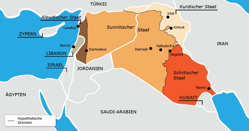 Mögliche territoriale Neuordnung einer Krisenregion: Ein gemeinsamer Staat für die Sunniten des Iraks und Syriens. &nbsp;
