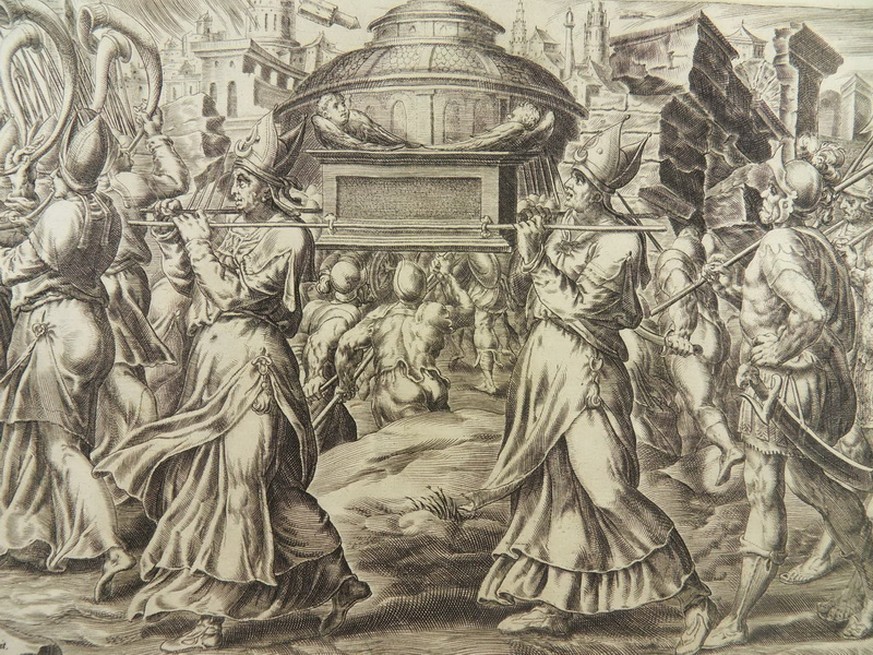 Kupferstich von Jansz Muller: «Der Fall von Jericho», 1585.
