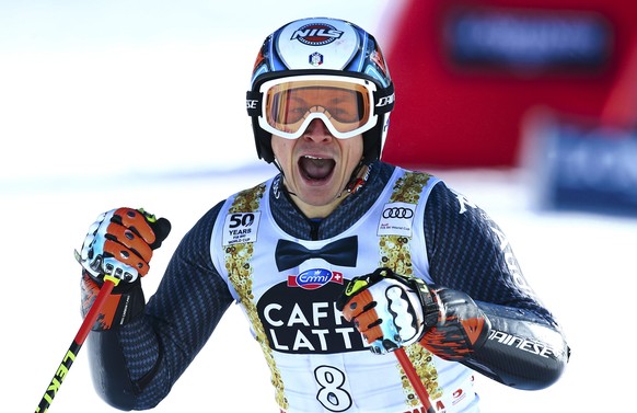 Alpine Skiing - FIS Alpine Skiing World Cup - Men&#039;s Giant Slalom 2nd run - Alta Badia, Italy - 18/12/16 -Florian Eisath of Italy reacts after crossing the finish line. REUTERS/Stefano Rellandini