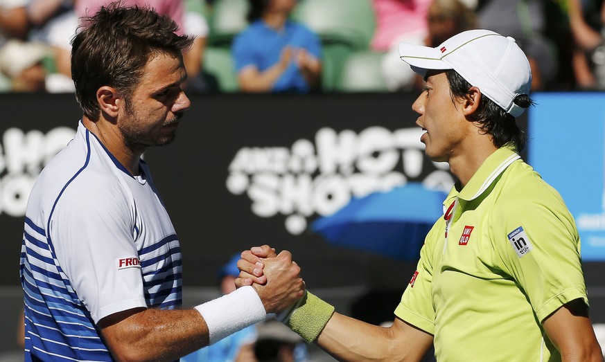 Stan Wawrinka lässt Kei Nishikori im Viertelfinal der Australian Open keine Chance.