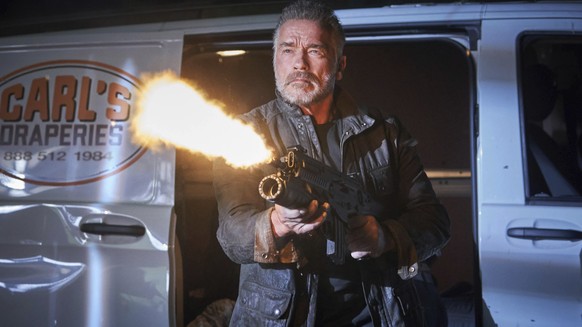 This image released by Paramount Pictures shows Arnold Schwarzenegger in &quot;Terminator: Dark Fate.&quot; (Kerry Brown/Paramount Pictures via AP)