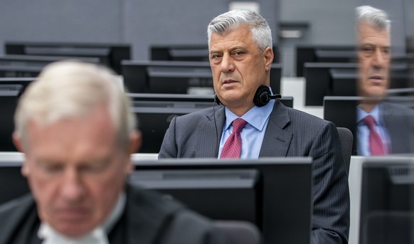 Hashim Thaci, who resigned as Kosovo&#039;s president to face charges including murder, torture and persecution, makes his first courtroom appearance before a judge at the Kosovo Specialist Chambers c ...
