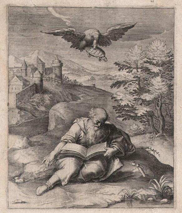 Hier noch einmal in einer Version von Otto van Veen (1556–1629), «Aischylos und die fallende Schildkröte».