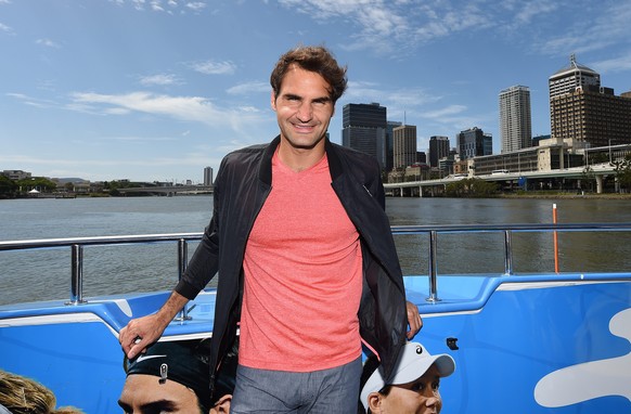 epa05085714 Swiss tennis player Roger Federer takes a ferry ride on the Brisbane River in Brisbane, Australia, 02 January 2016. The world no. 3 will defend his Brisbane International tournament title  ...