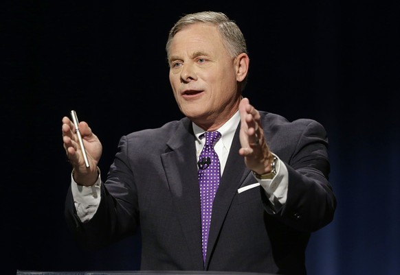 FILE -In this Thursday, Oct. 13, 2016 file photo, U.S. Sen. Richard Burr, R-N.C. makes a comment during a live televised Senate debate with Democratic challenger Deborah Ross at UNC-TV studios in Rese ...