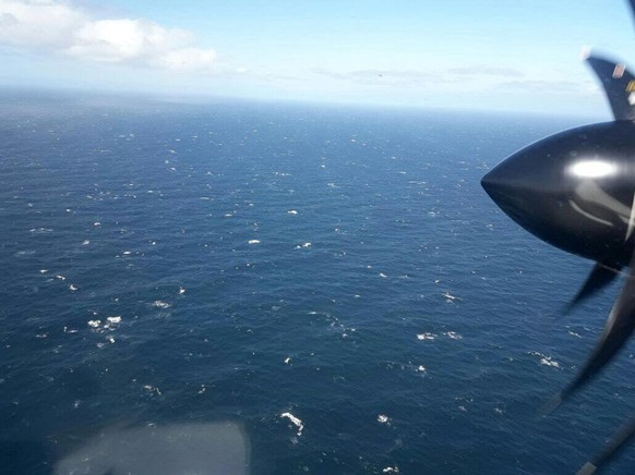 epa06346099 A handout photo made available by the Argentine Navy shows an Argentine Air Force plane during search operations for the missing Argentine submarine ARA San Juan, at sea off the coast of A ...