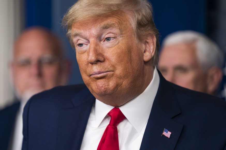 epa08314285 US President Donald J. Trump speaks during a press conference on the Coronavirus crisis in the Brady Press Briefing Room of the White House in Washington, DC, USA, 21 March 2020. Trump ann ...