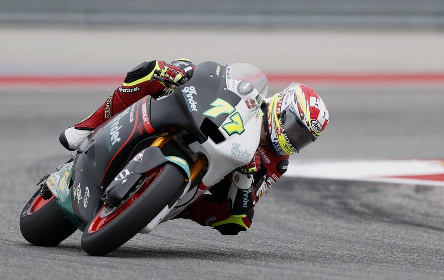 epa05922326 Kiefer Racing Team rider Dominique Aegerter of Switzerland in action during Moto2 qualifying at the Motorcycling Grand Prix of the Americas at Circuit of the Americas in Austin, Texas, USA ...