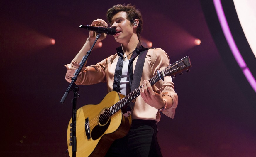 Artist Shawn Mendes performs on tour at Barclays Center on Friday, Aug. 23, 2019, in Brooklyn, New York. (Photo by Scott Roth/Invision/AP)
Shawn Mendes