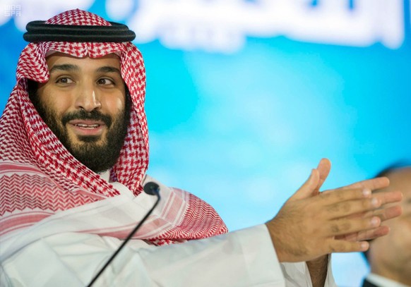 FILE- In this Oct. 24, 2017 file photo, released by Saudi Press Agency, SPA, Saudi Crown Prince Mohammed bin Salman speaks at the Future Investment Initiative Conference, where he promised to return t ...