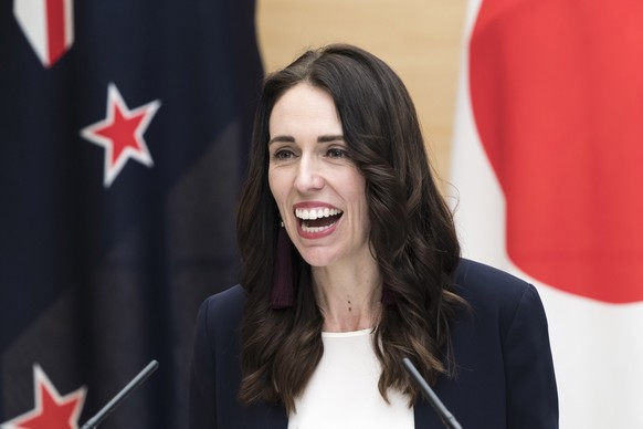 epa07852364 New Zealand&#039;s Prime Minister Jacinda Ardern attends a joint press conference with Japan?s Prime Minister Shinzo Abe (not pictured) in Tokyo, Japan 19 September 2019. Ardern will discu ...