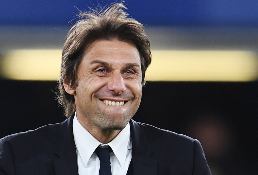 epa05951523 Chelsea manager Antonio Conte reacts following his team&#039;s 3-0 win in the English Premier League soccer match between Chelsea FC and Middlesborough FC at Stamford Bridge in London, Bri ...