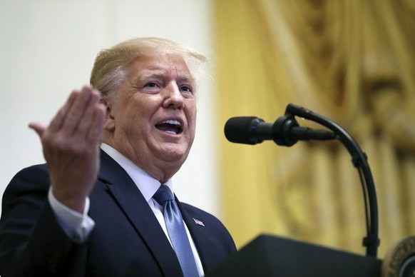 FILE - In this Friday, Oct. 4, 2019 file photo, President Donald Trump speaks during the Young Black Leadership Summit at the White House in Washington. On Monday, Oct. 7 Judge Victor Marrero rejected ...