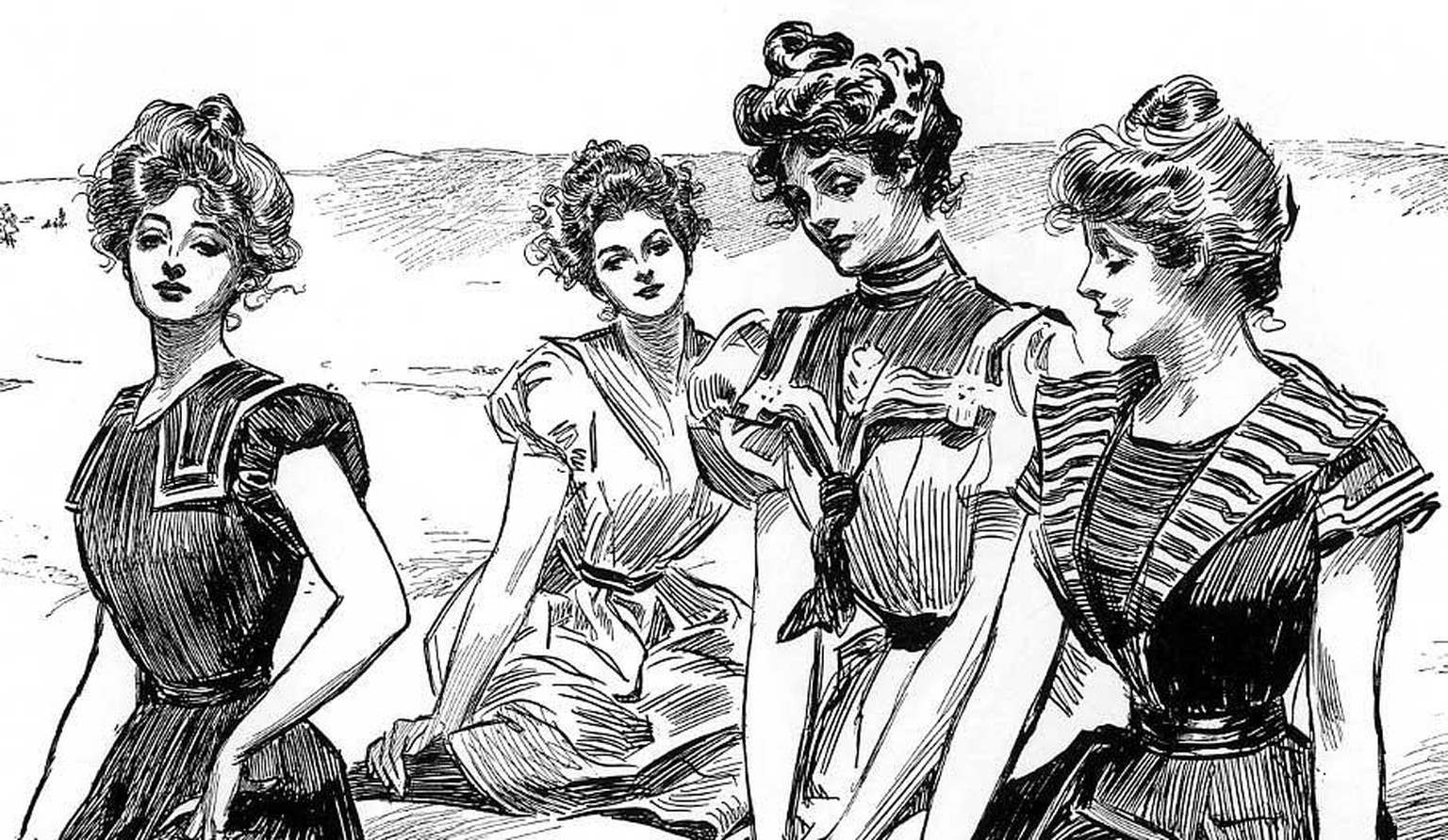 Von Charles Dana Gibson gezeichnete «Gibson Girls» am Strand.