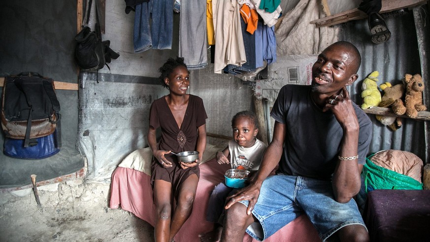 epa05281934 Joseph Ilerique, 37, father of 11 children, has been living in the camp with his partner and one of the kids for 6 years in Port-au-Prince, Haiti, 28 April 2016. &#039;NGOs and the governm ...