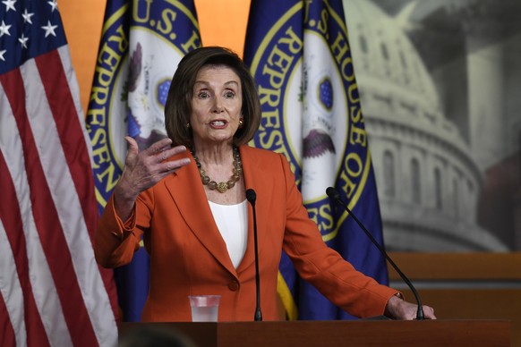 House Speaker Nancy Pelosi of Calif., speaks during a news conference on Capitol Hill in Washington, Thursday, Oct. 31, 2019. (AP Photo/Susan Walsh)
Trump Impeachment Pelosi