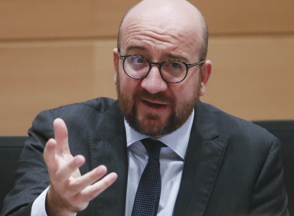 epa06315098 Belgian Prime Minister Charles Michel attends a hearing on the Catalan crisis by the Interior committee of the Belgium Federal parliament in Brussels, Belgium, 08 November 2017. Former Cat ...