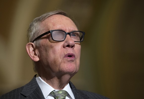 FILE - In this March 17, 2015 file photo, Senate Minority Leader Harry Reid of Nev. speaks to reporters on Capitol Hill in Washington. Reid is announcing he will not seek re-election to another term.  ...